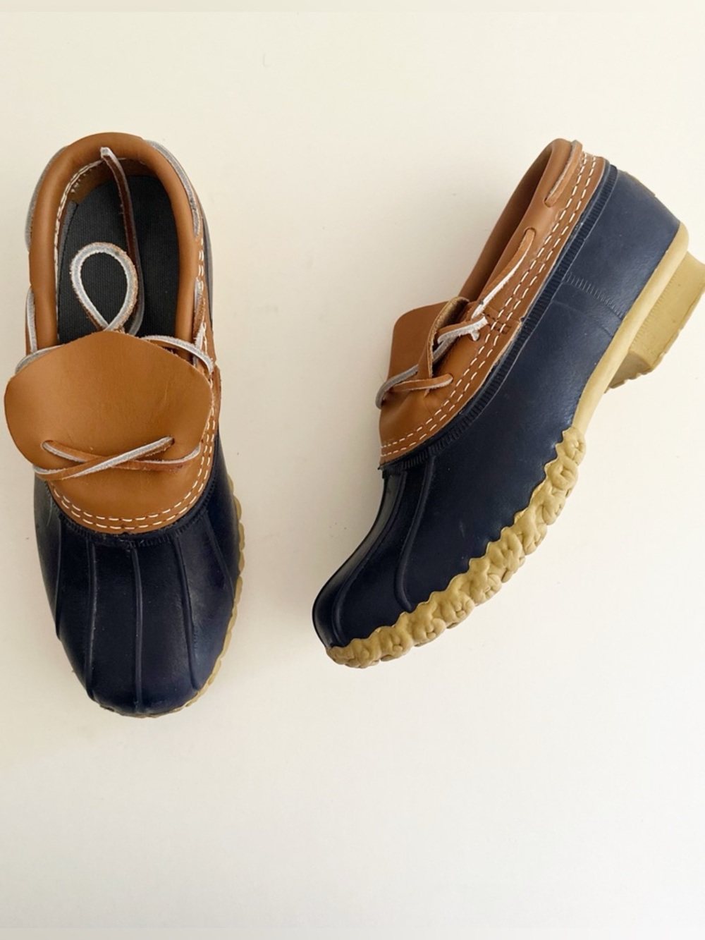 L.L.Bean Boots Blue low cut Duck boot Leather Rubber Moccs
